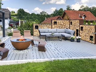 Sichtschutz Holzwand Windschutz Garten Sommergarten